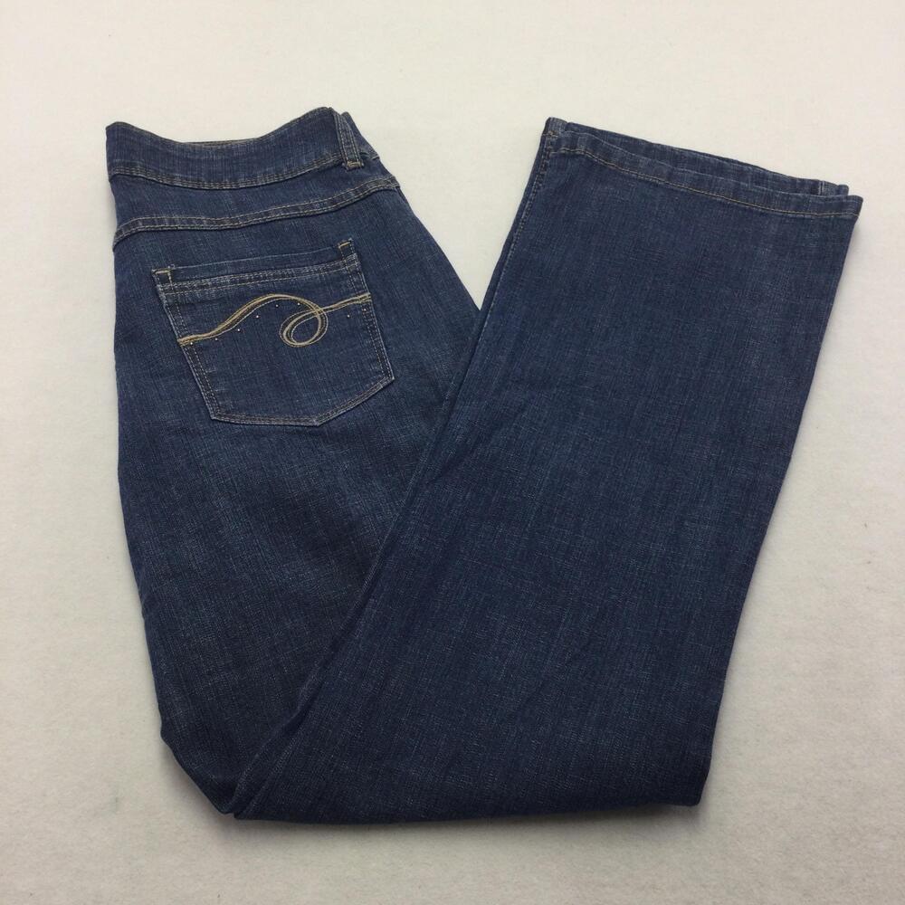 Riders By Lee Jeans Womens 18P Blue Medium Wash Bootcut Stretch Embroidered